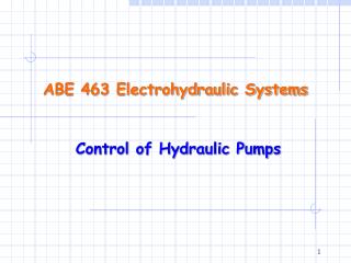 ABE 463 Electrohydraulic Systems