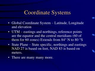 Coordinate Systems