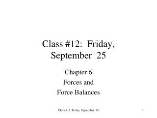 Class #12: Friday, September 25