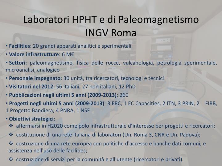 laboratori hpht e di p aleomagnetismo ingv roma