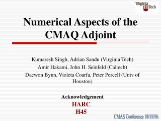 Numerical Aspects of the CMAQ Adjoint