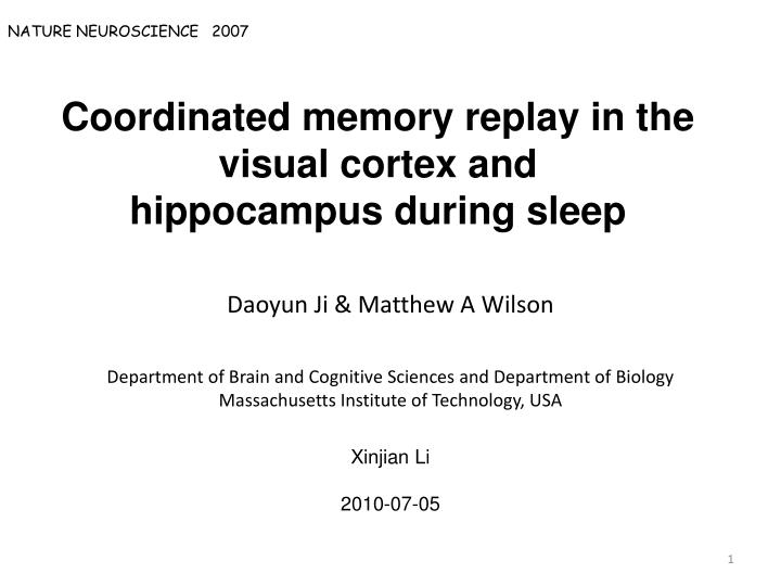 coordinated memory replay in the visual cortex and hippocampus during sleep