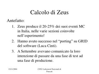 calcolo di zeus