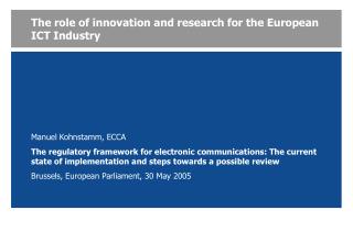 The role of innovation and research for the European ICT Industry
