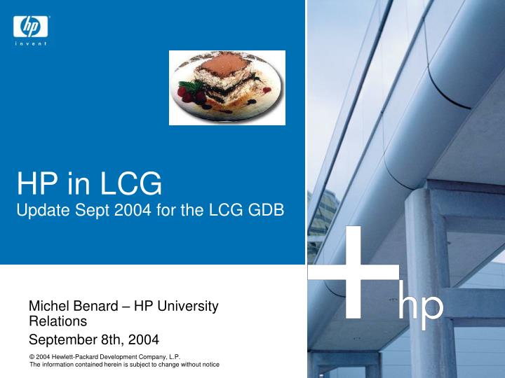 hp in lcg update sept 2004 for the lcg gdb