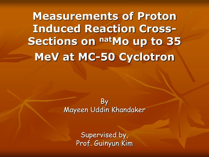 measurements of proton induced reaction cross sections on nat mo up to 35 mev at mc 50 cyclotron