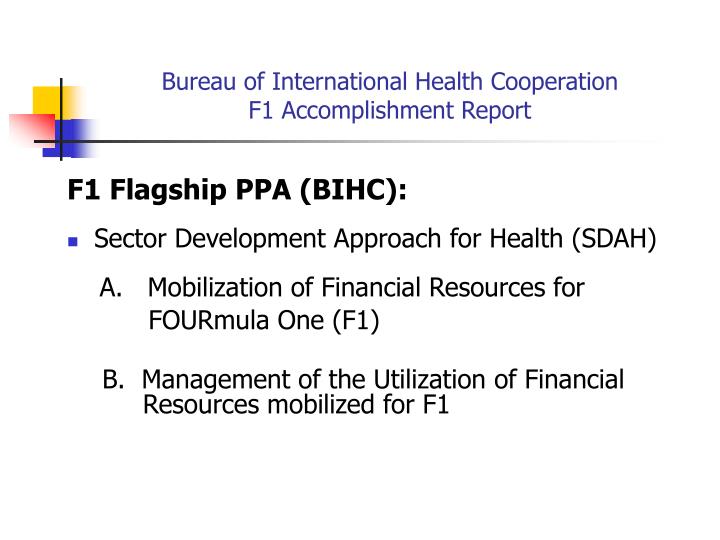 bureau of international health cooperation f1 accomplishment report