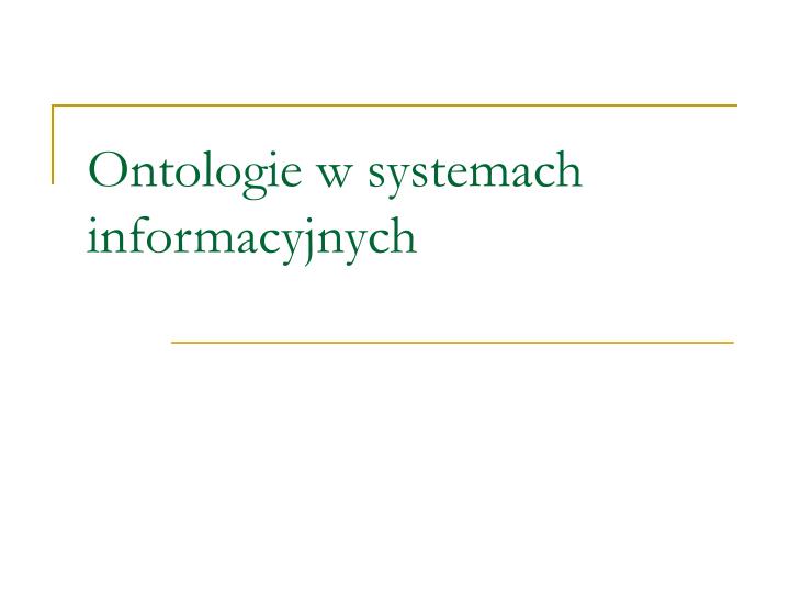 ontologie w systemach informacyjnych