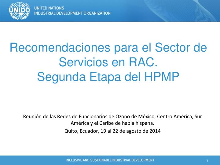 recomendaciones para el sector de servicios en rac segunda etapa del hpmp