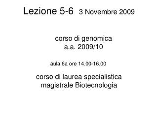 lezione 5 6 3 novembre 2009