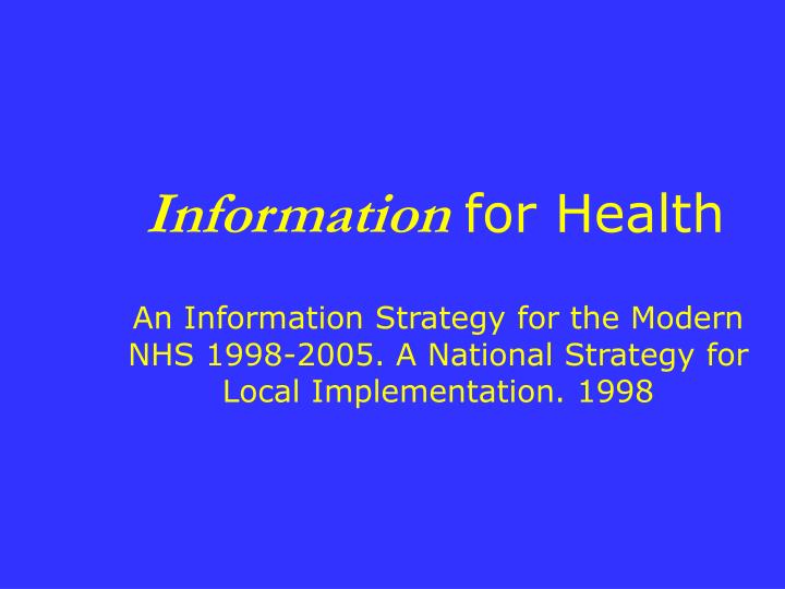 information for health