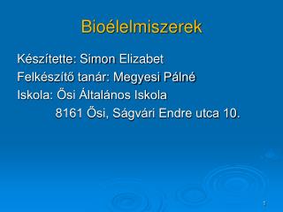 bio lelmiszerek