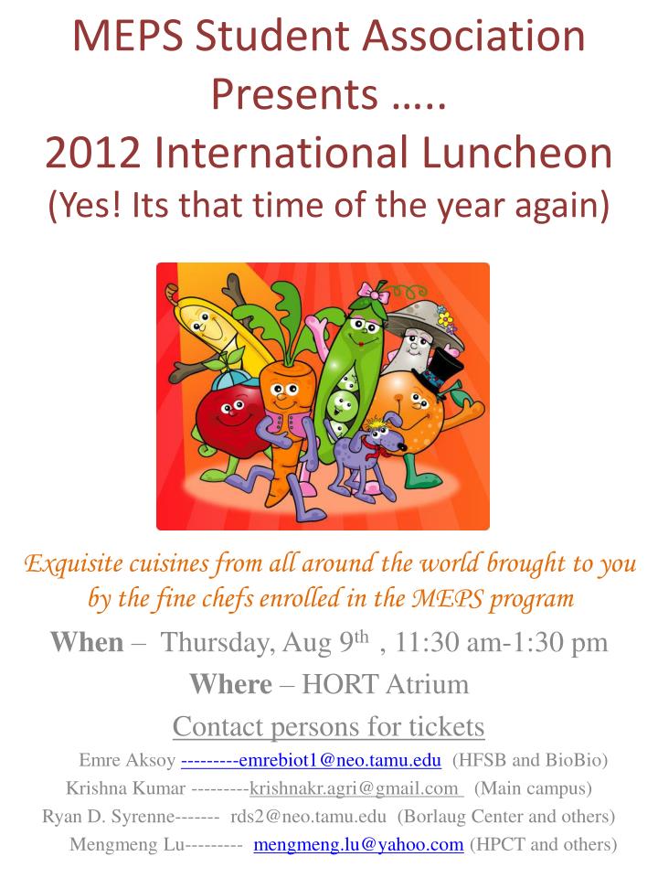 meps student association presents 2012 international luncheon yes its that time of the year again
