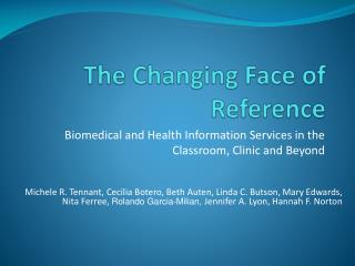 The Changing Face of Reference