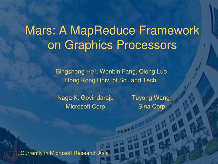 mars a mapreduce framework on graphics processors
