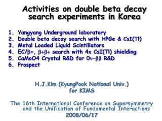 Activities on double beta decay search experiments in Korea