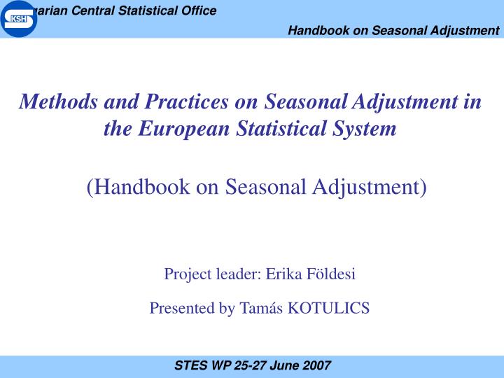 handbook on seasonal adjustment