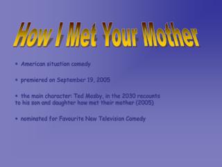 American situation comedy premiered on September 19, 2005