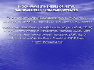 SHOCK-WAVE SYNTHESIS OF METAL NANOPARTICLES FROM CARBOXYLATES