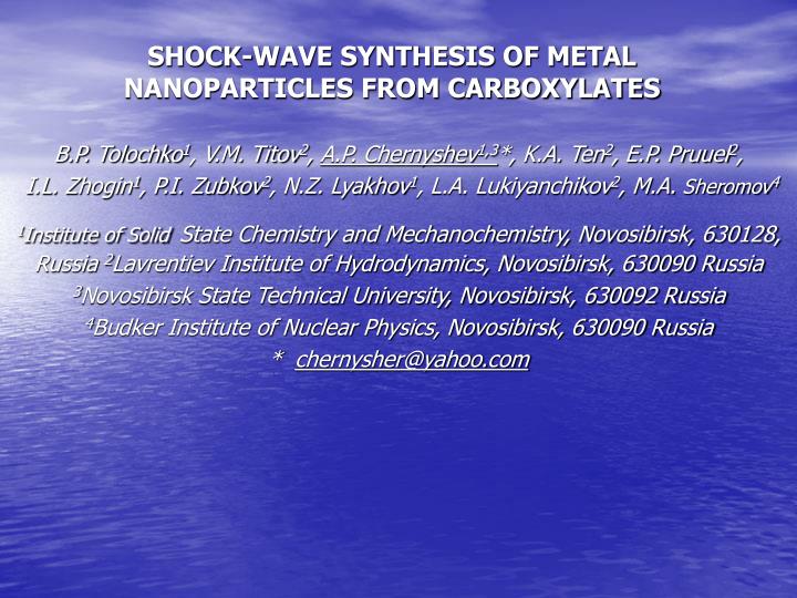 shock wave synthesis of metal nanoparticles from carboxylates