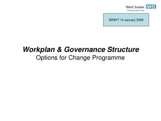 Workplan &amp; Governance Structure Options for Change Programme