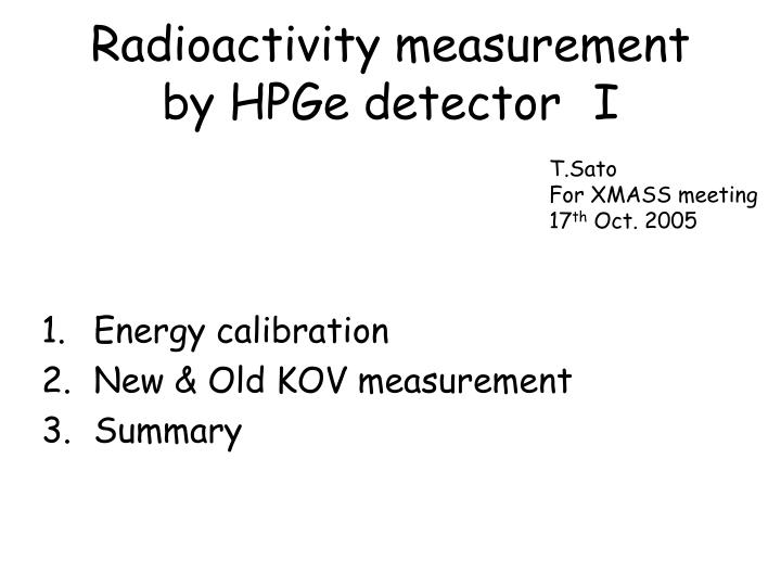 radioactivity measurement by hpge detector i