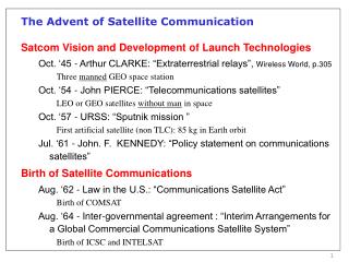 The Advent of Satellite Communication