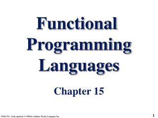 Functional Programming Languages Chapter 15