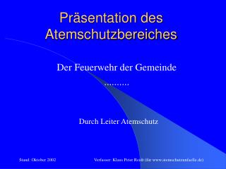 pr sentation des atemschutzbereiches
