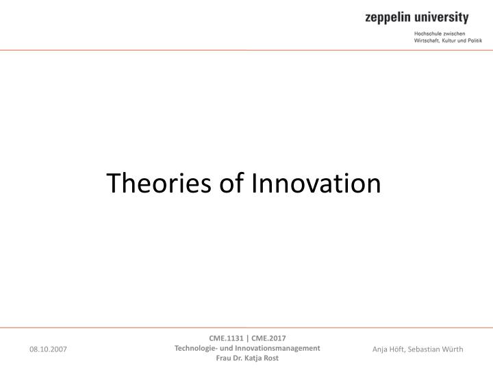 theories of innovation