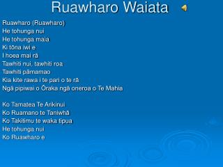 Ruawharo Waiata