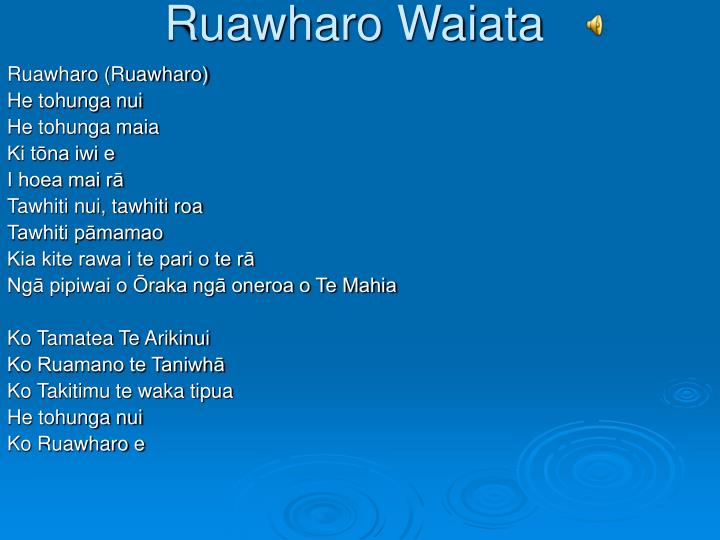 ruawharo waiata