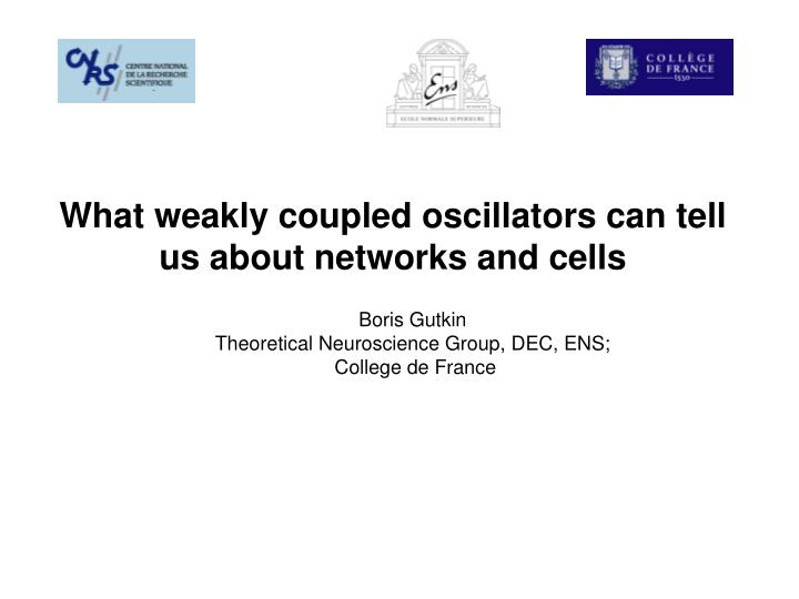 what weakly coupled oscillators can tell us about networks and cells