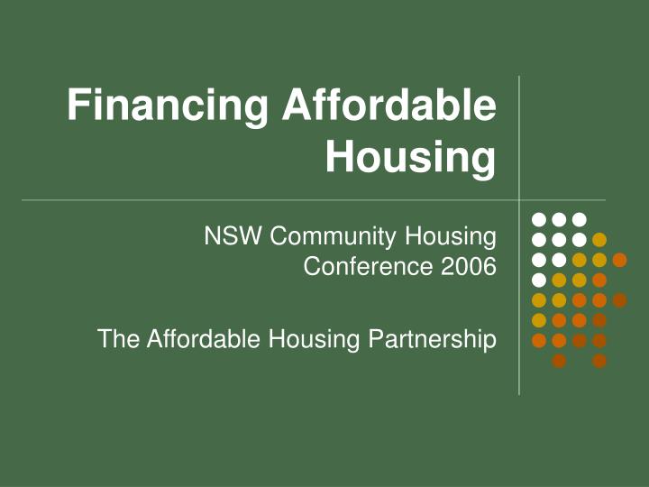 financing affordable housing
