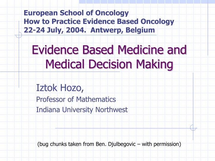 evidence based medicine and medical decision making