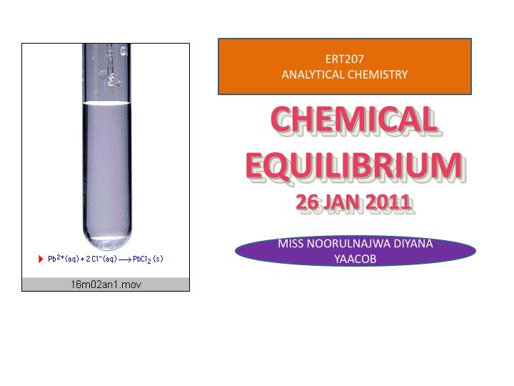 chemical equilibrium 26 jan 2011