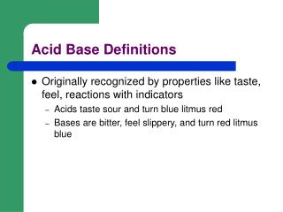 Acid Base Definitions