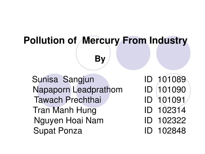 pollution of mercury from industry