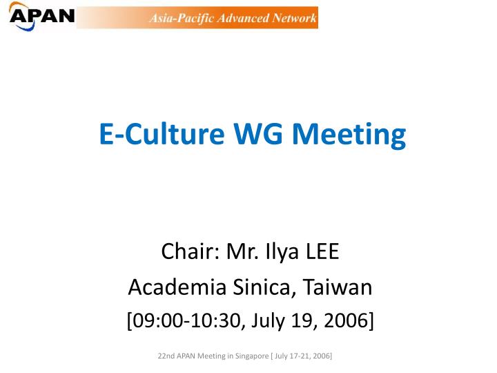 e culture wg meeting