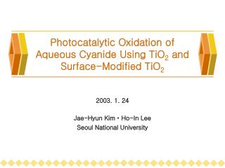 Photocatalytic Oxidation of Aqueous Cyanide Using TiO 2 and Surface-Modified TiO 2