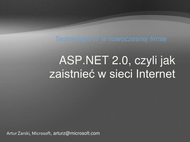 asp net 2 0 czyli jak zaistnie w sieci internet