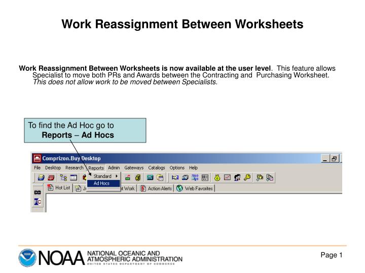 work reassignment between worksheets