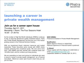 launching a career in private wealth management