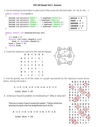 CSC 345 Sample Test 2 - Answers