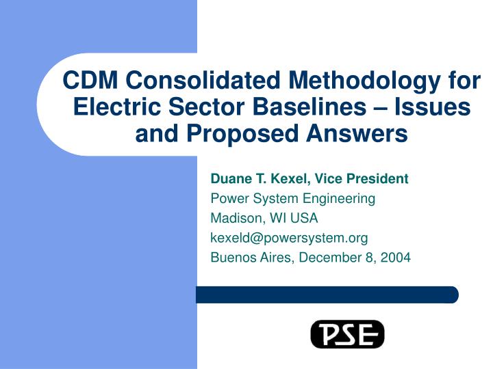 cdm consolidated methodology for electric sector baselines issues and proposed answers