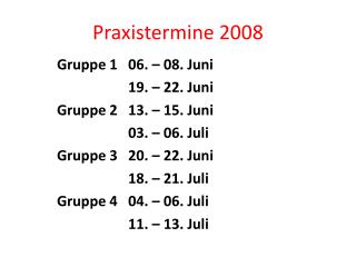 praxistermine 2008