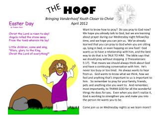 HOOF Bringing Vanderhoof Youth Closer to Christ April 2012