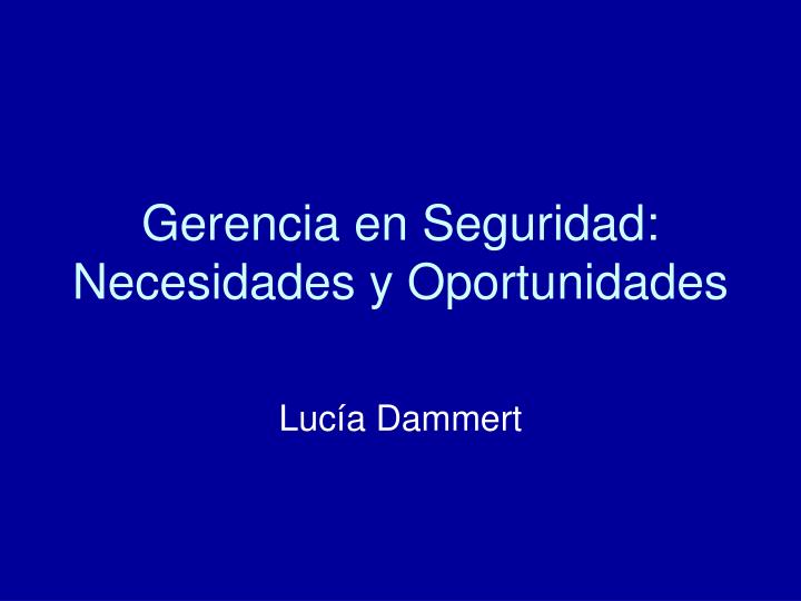 gerencia en seguridad necesidades y oportunidades