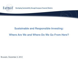 Sustainable and Responsible Investing: Where Are We and Where Do We Go From Here?