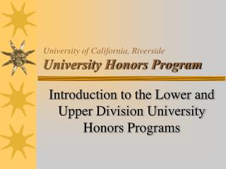 University of California, Riverside University Honors Program
